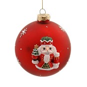 BOLA DE VIDRO VERMELHO C/ QUEBRA NOZ