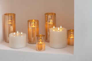 VELA LED VIDRO DOURADO