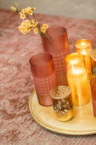 VELA LED VIDRO DOURADO