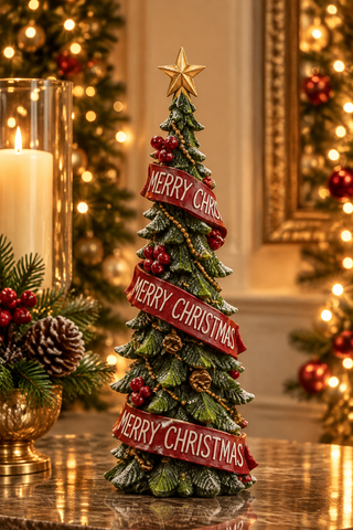 ARVORE 43CM COM MERRY XMAS
