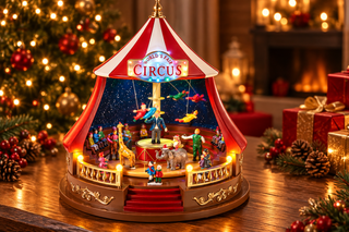CAIXA MUSICA DE NATAL TEMA CIRCO C/ LED
