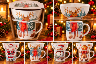 CONJ. TAÇA E CANECA PORCELANA NATAL