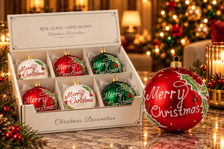 BOLA DE NATAL DE VIDRO COM PADRÃO 10 CM