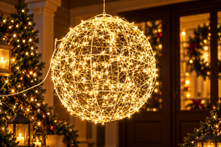 BOLA C/ LED PRATEADA 35CM