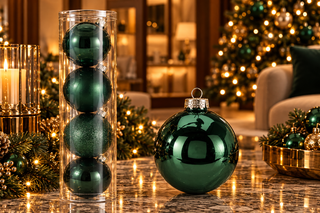 BOLA DE NATAL 4PEÇAS 10CM VERDE ESCURO