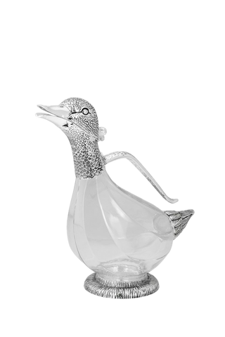 DECANTADOR DE VIDRIO/METAL CON FORMA DE PATO