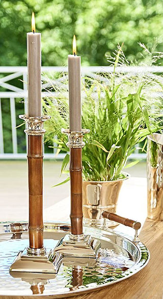 PORTAVELAS DE MADERA DE BAMBÚ 30CM