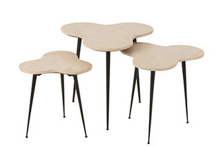 CONJUNTO DE 3 MESAS ABELHA MÁRMORE