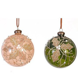 BOLA DE VIDRO DOURADA E VERDE