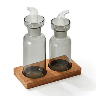 GALHETEIRO VIDRO C/ BASE MADEIRA DUO