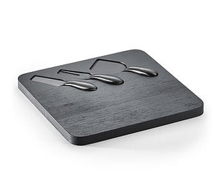 TABUA QUEIJO C/ 3 FACAS INOX, PRETO