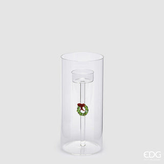 PORTAVELAS CON CORONA CILINDRICA DE CRISTAL