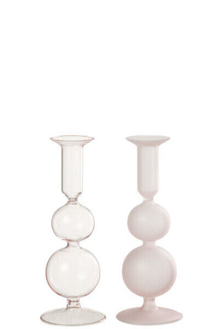 CANDELABRO MATE/TRANSPARENTE ROSA