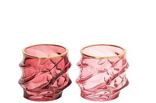 COPO AGUA ROSA E DOURADO  (7.5x7.5x26cm)