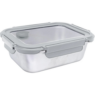 Lancheira em aço inox. com tampa em vidro 700 ml